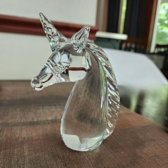 Unicorn Figurine Large Glass Paperweight Mythical Decor Whimsical Art Figure 6½" - Picture 2 of 10